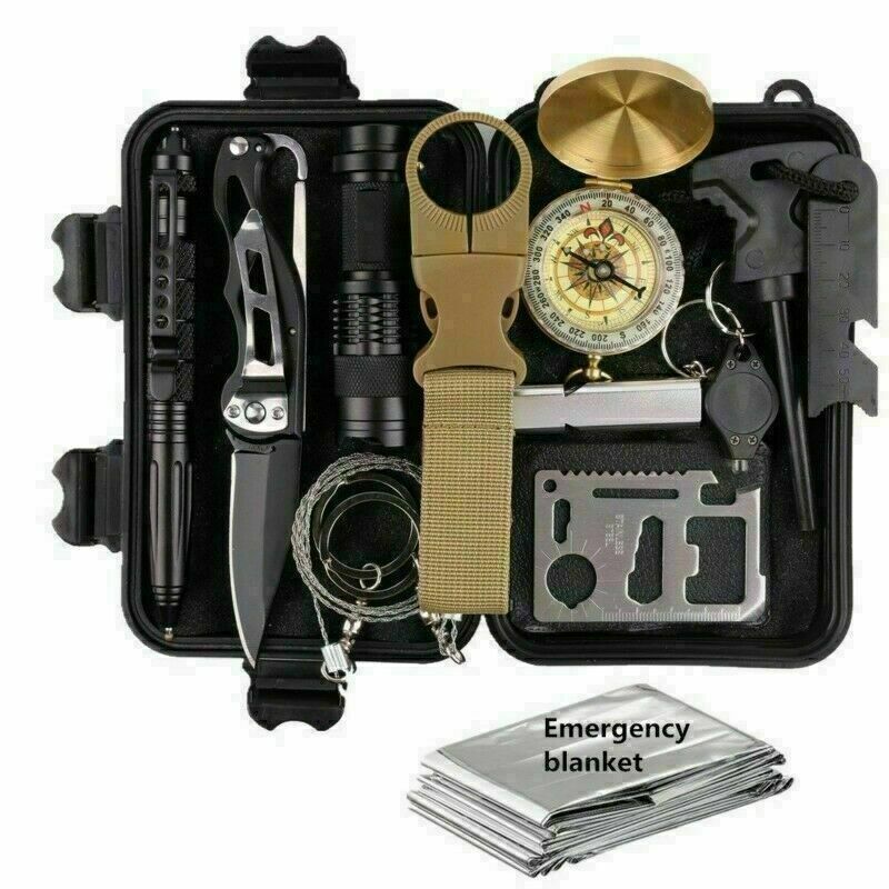 13-In-1 Outdoor Survival Kit in Tactical Gear Case Box